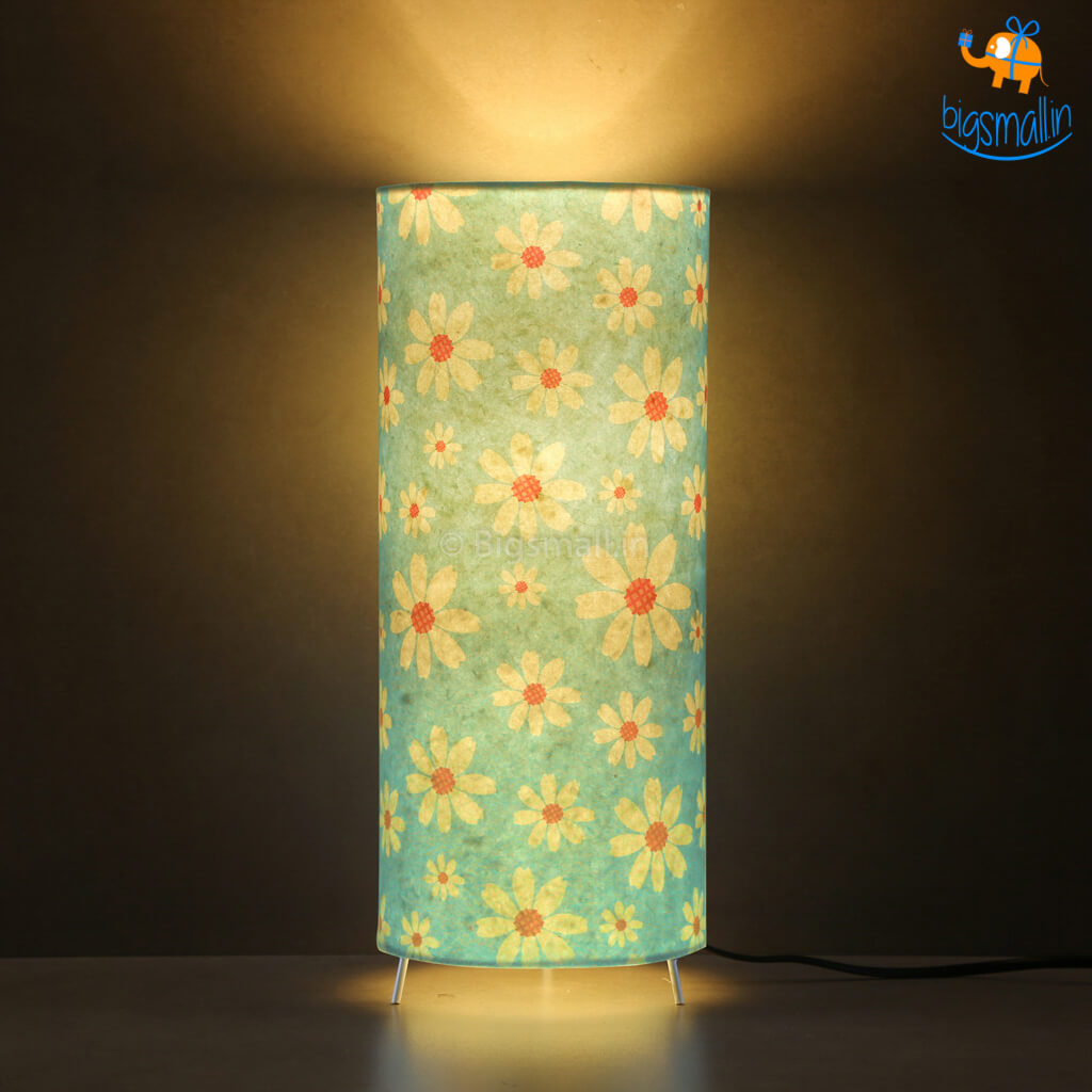 Floral Printed Cylindrical Lamp