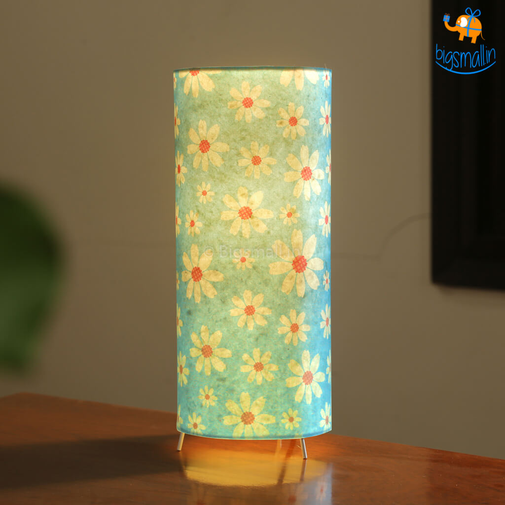 Floral Printed Cylindrical Lamp