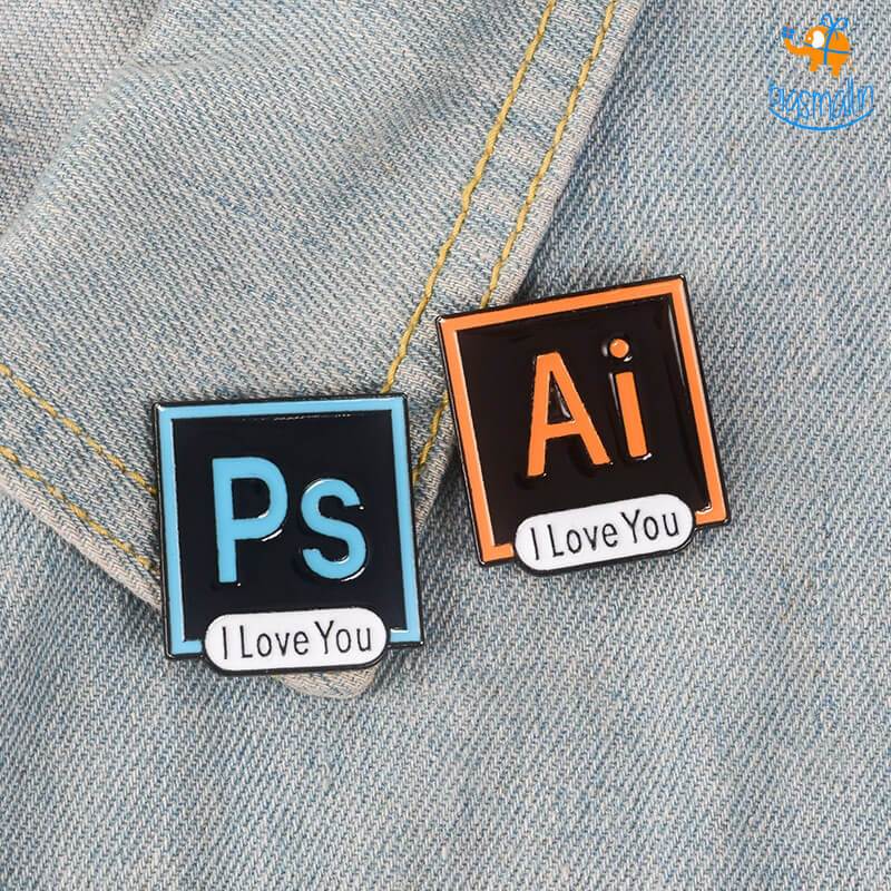 Ps Ai Love You Lapel Pins - Set of 2 - bigsmall.in