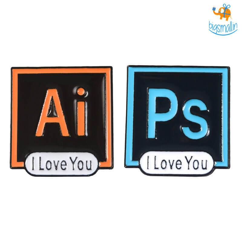 Ps Ai Love You Lapel Pins - Set of 2 - bigsmall.in