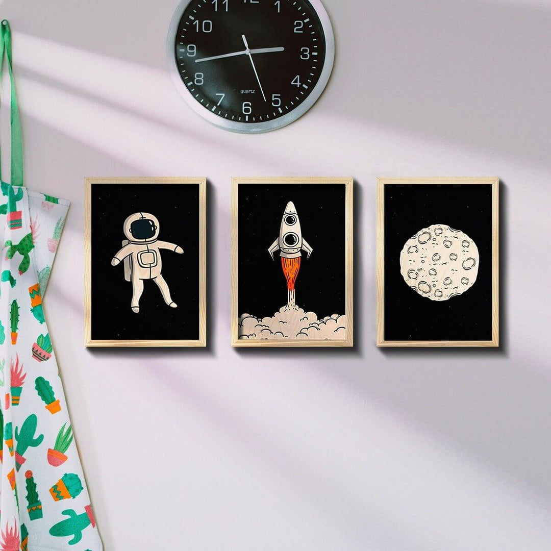 Astronaut Wooden Wall Art - Set of 3