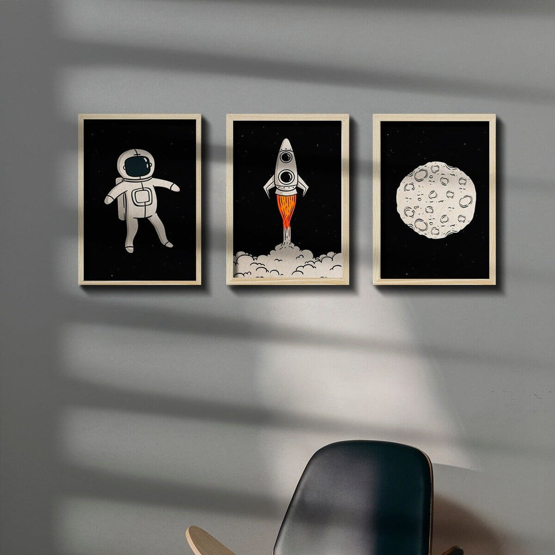 Astronaut Wooden Wall Art - Set of 3