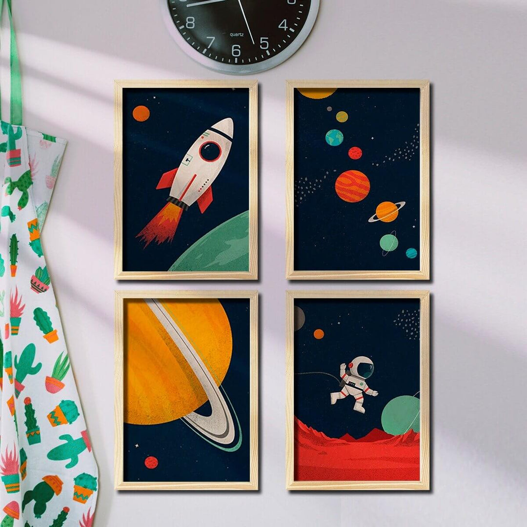 Space Wooden Wall Art - Set of 4