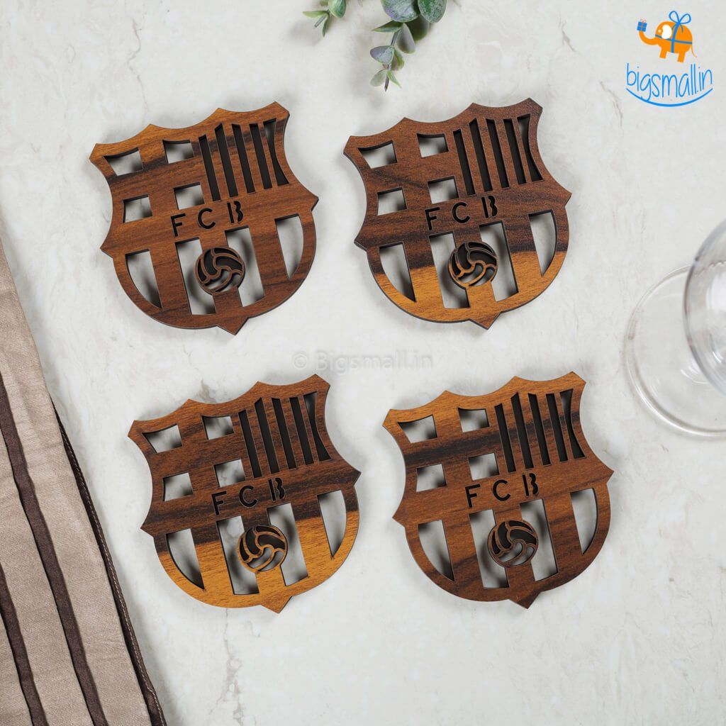 Barcelona Laser Cut Wooden Coasters - Set of 4 - bigsmall.in