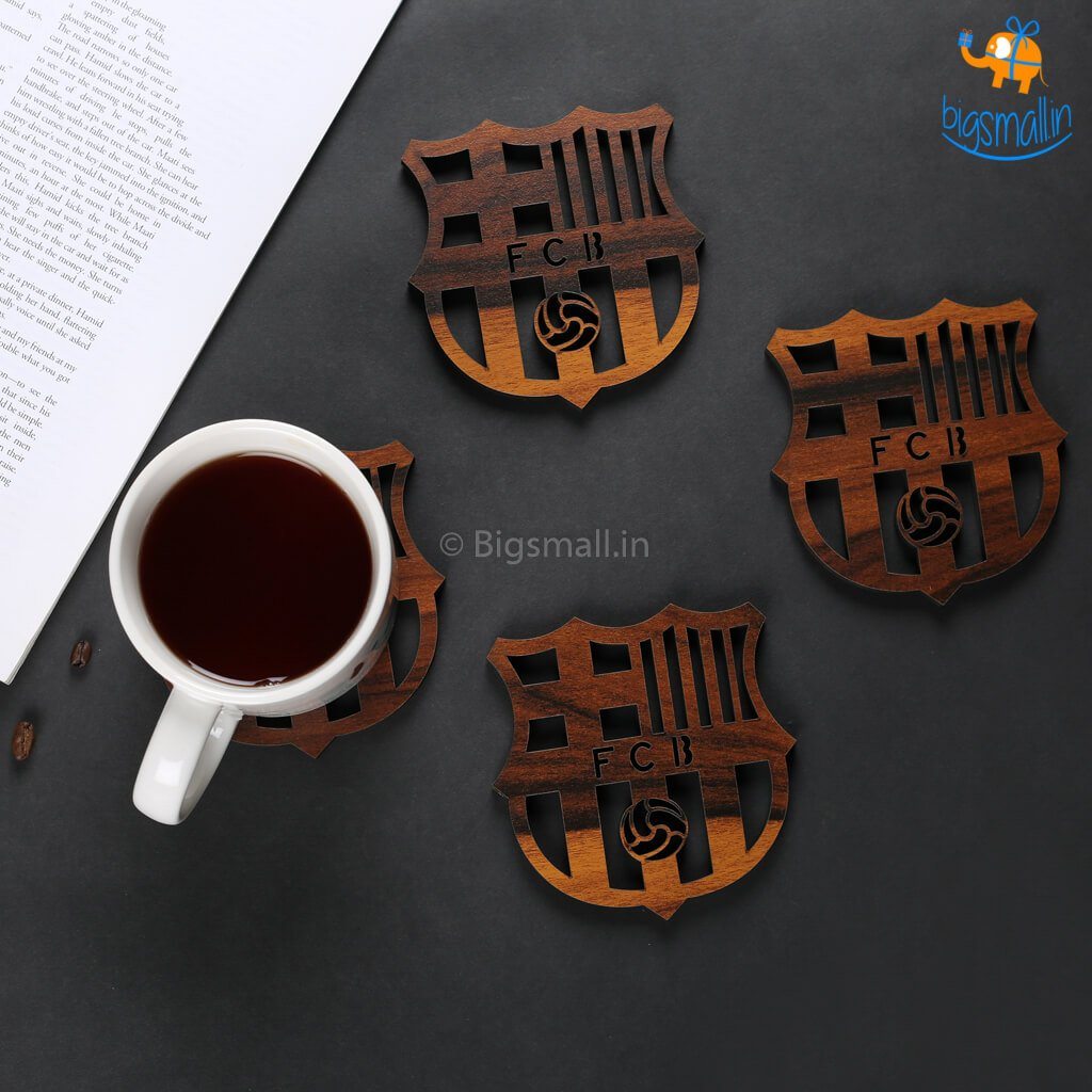 Barcelona Laser Cut Wooden Coasters - Set of 4 - bigsmall.in