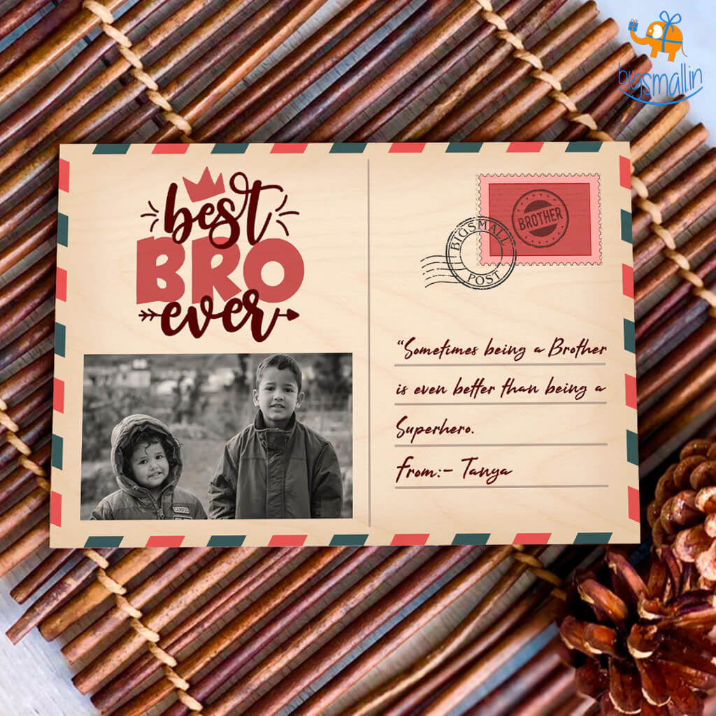 Personalized Best Bro Ever Wooden Postcard