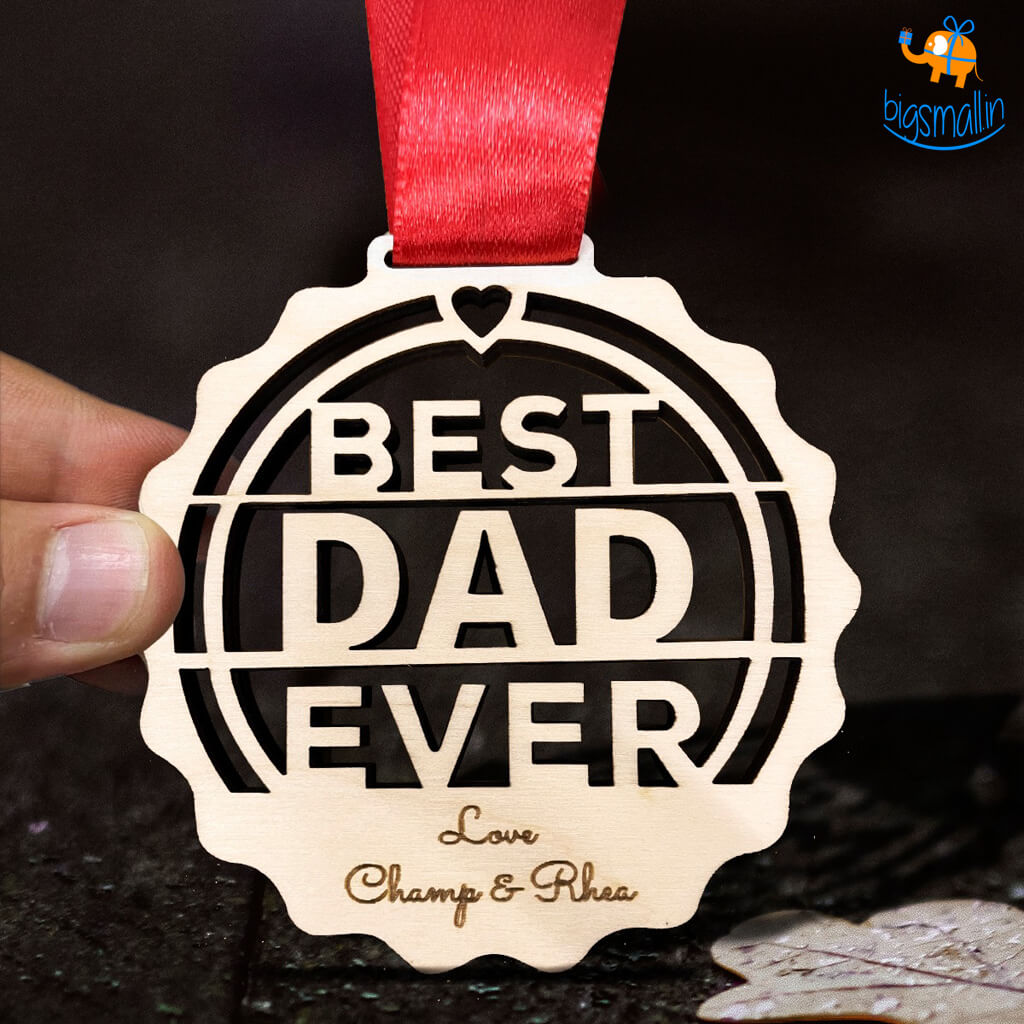 Personalized Best Dad Wooden Medal | COD Not Available