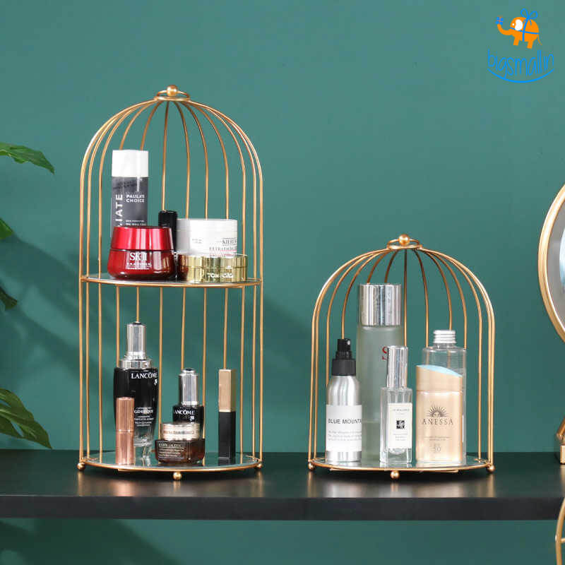 Metallic Cage Cosmetic Organizer