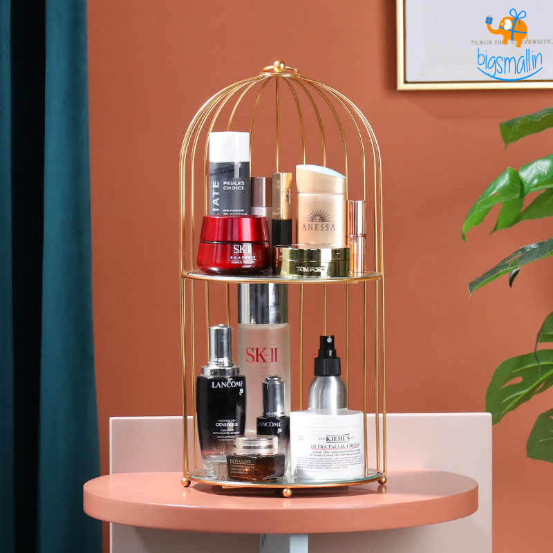 Metallic Cage Cosmetic Organizer