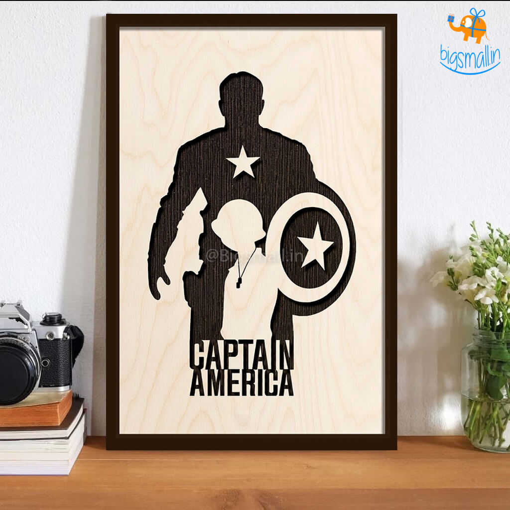 Captain America Engraved Wooden Frame
