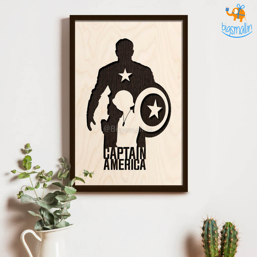Captain America Engraved Wooden Frame – Bigsmall.in