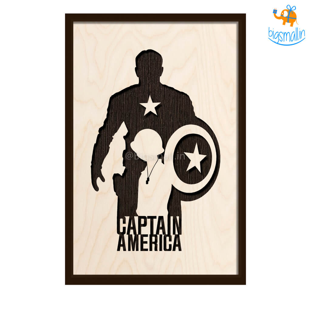 Captain America Engraved Wooden Frame