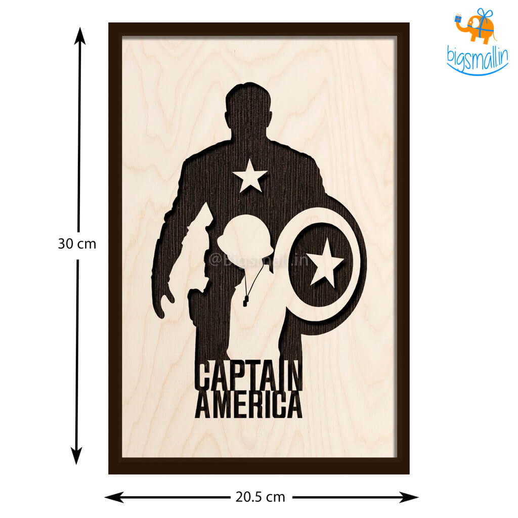 Captain America Engraved Wooden Frame