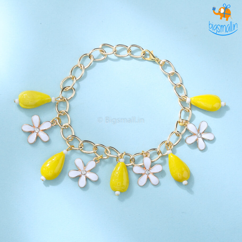 Floral Beaded Charm Bracelet