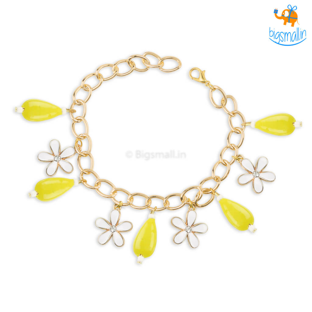Floral Beaded Charm Bracelet