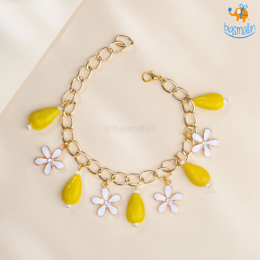 Floral Beaded Charm Bracelet