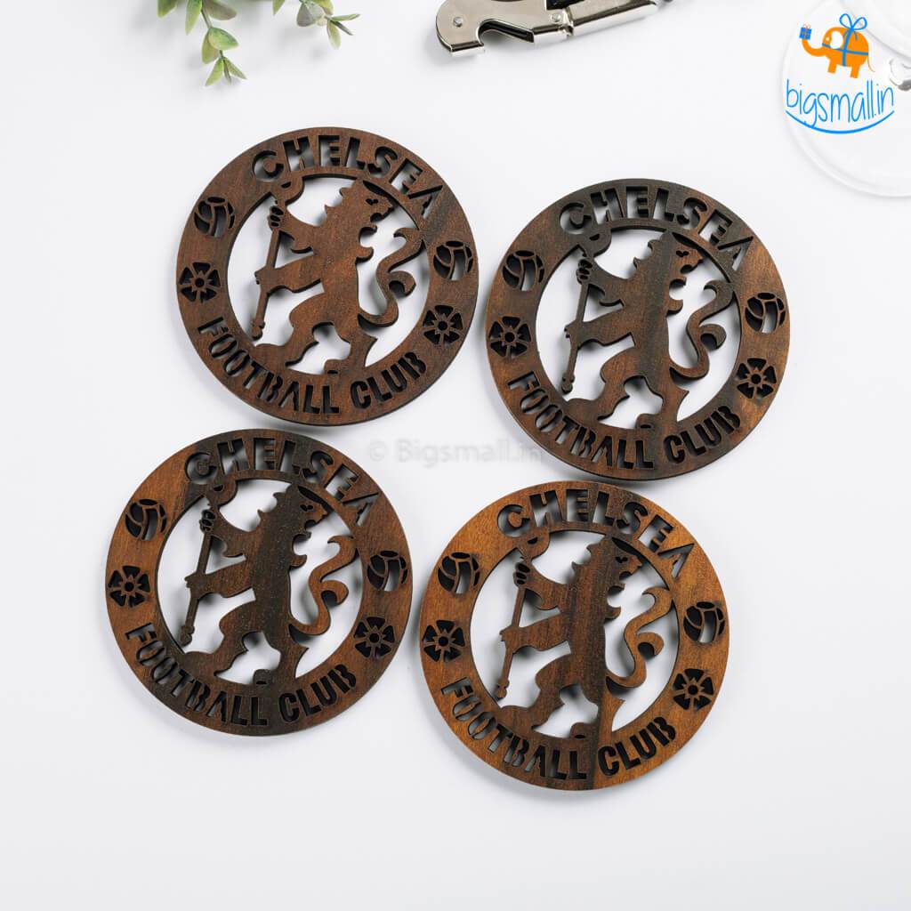 Chelsea Laser Cut Wooden Coasters - Set of 4 - bigsmall.in