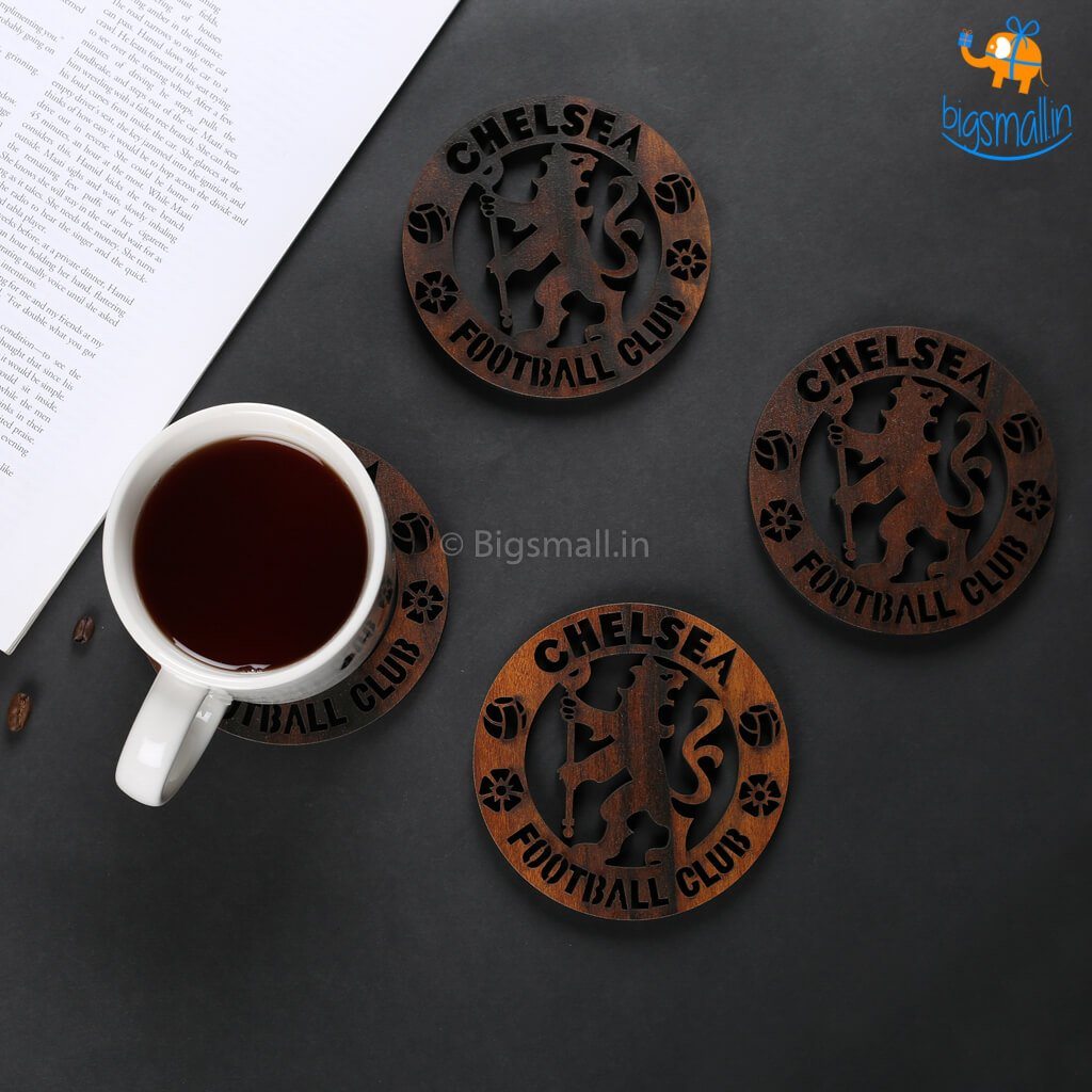Chelsea Laser Cut Wooden Coasters - Set of 4 - bigsmall.in