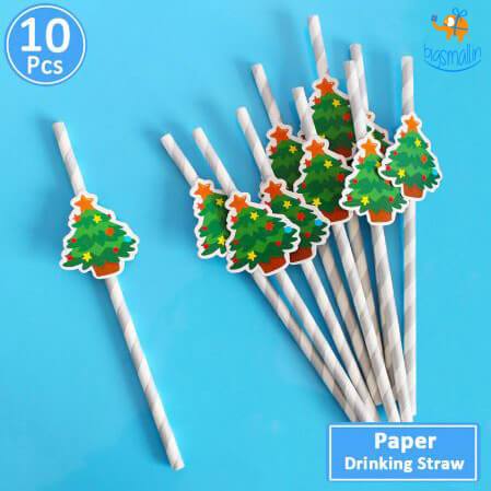 Christmas Paper Straw - Pack of 10 - bigsmall.in