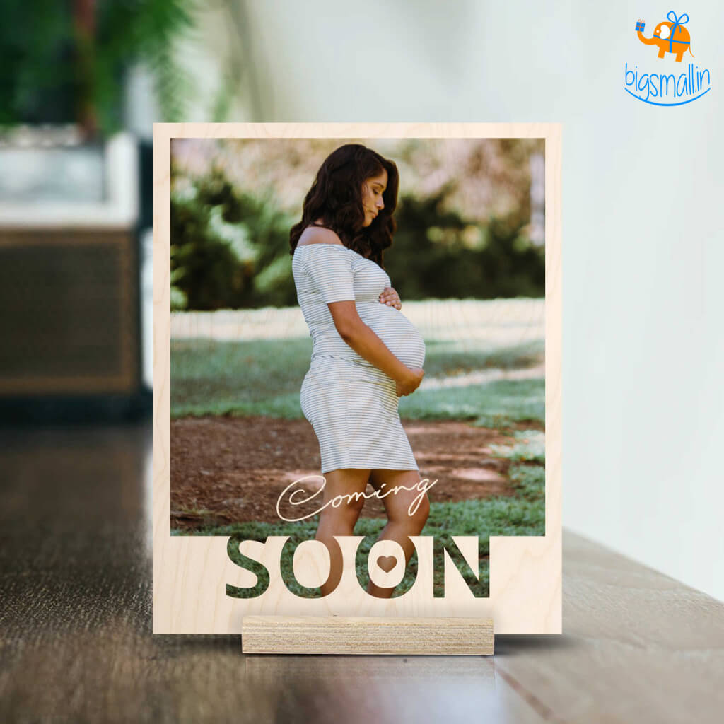 Personalized Baby Coming Soon Wooden Print Frame