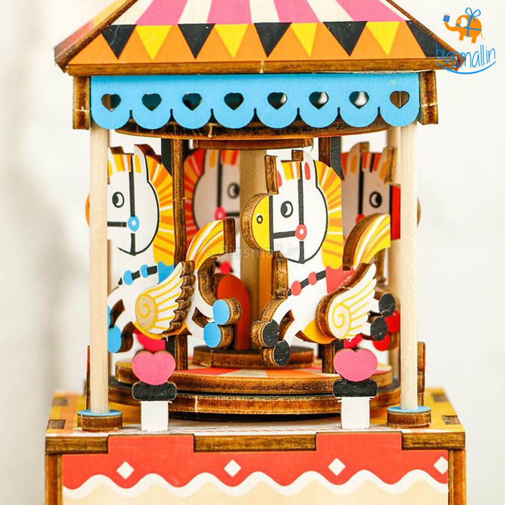 DIY Music Box Wooden Puzzle - Merry-Go-Round - bigsmall.in