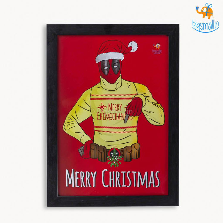 Deadpool Christmas Poster with Frame - bigsmall.in