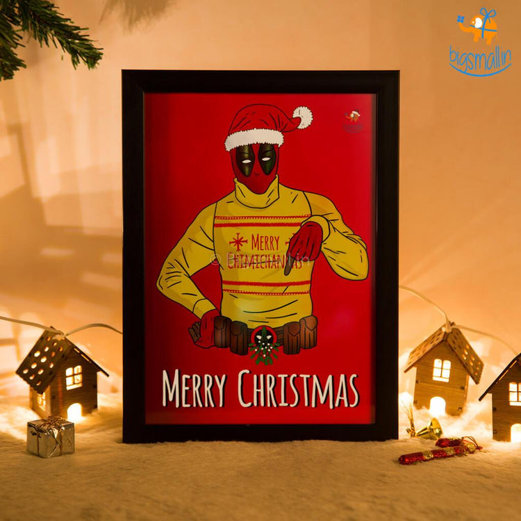 Deadpool Christmas Poster with Frame - bigsmall.in
