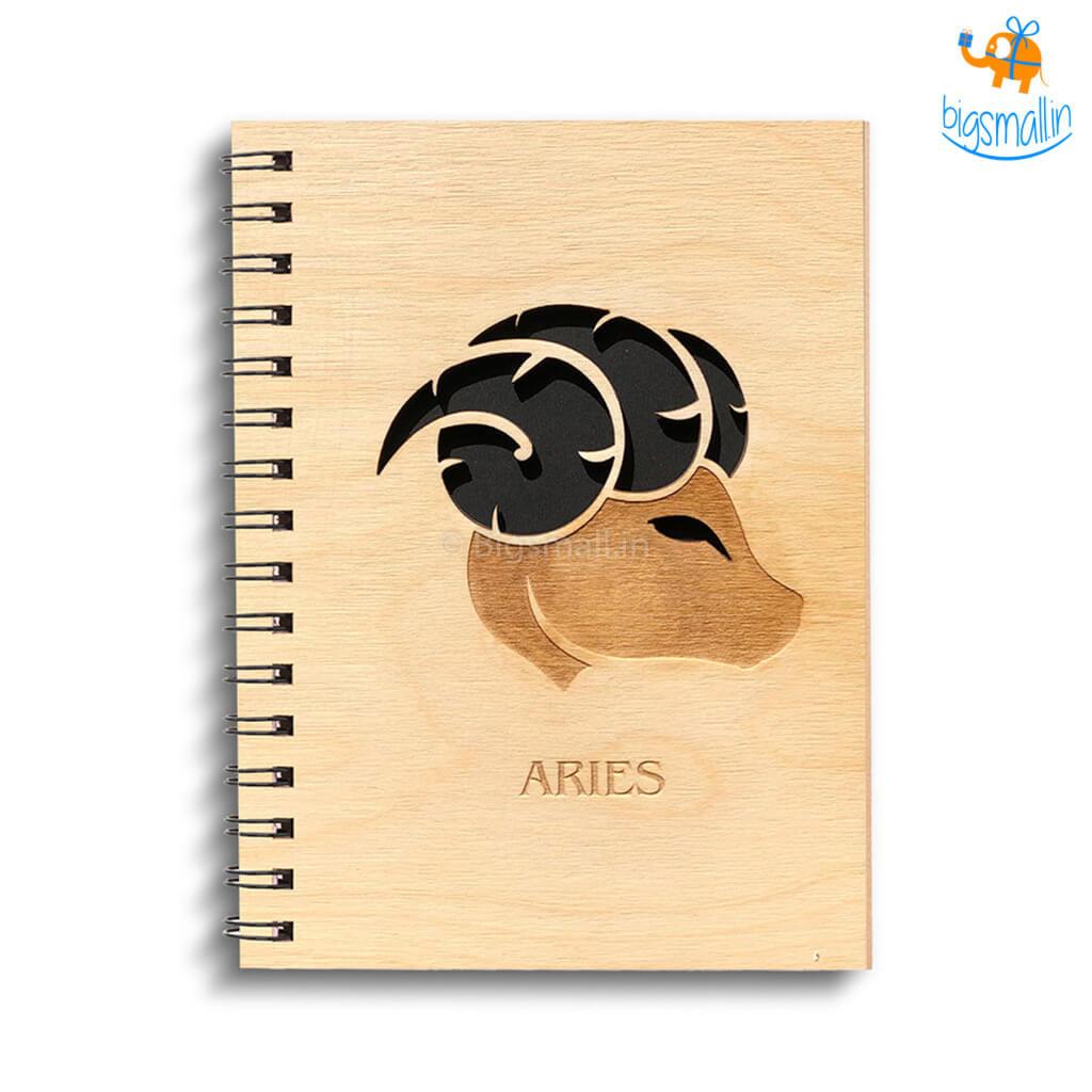 Sun Sign Laser Cut Wooden Diary - bigsmall.in
