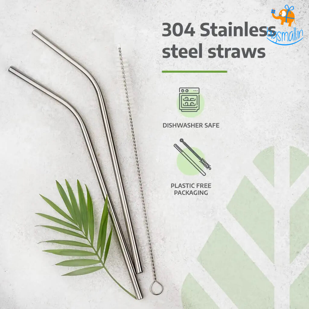 Reusable Metallic Straws Pack of 4