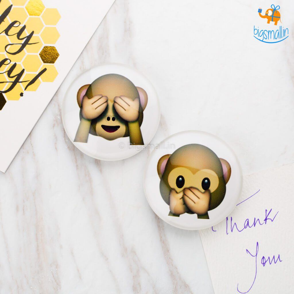 Emoji Crystal Glass Fridge Magnets- Set of 2 - bigsmall.in