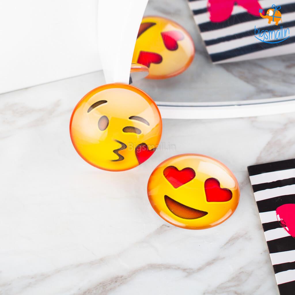 Emoji Crystal Glass Fridge Magnets- Set of 2 - bigsmall.in