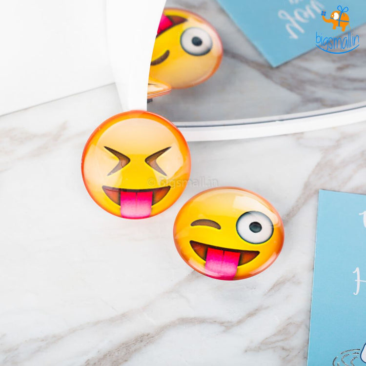 Emoji Crystal Glass Fridge Magnets- Set of 2 - bigsmall.in