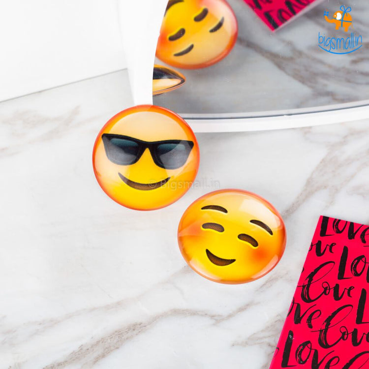 Emoji Crystal Glass Fridge Magnets- Set of 2 - bigsmall.in
