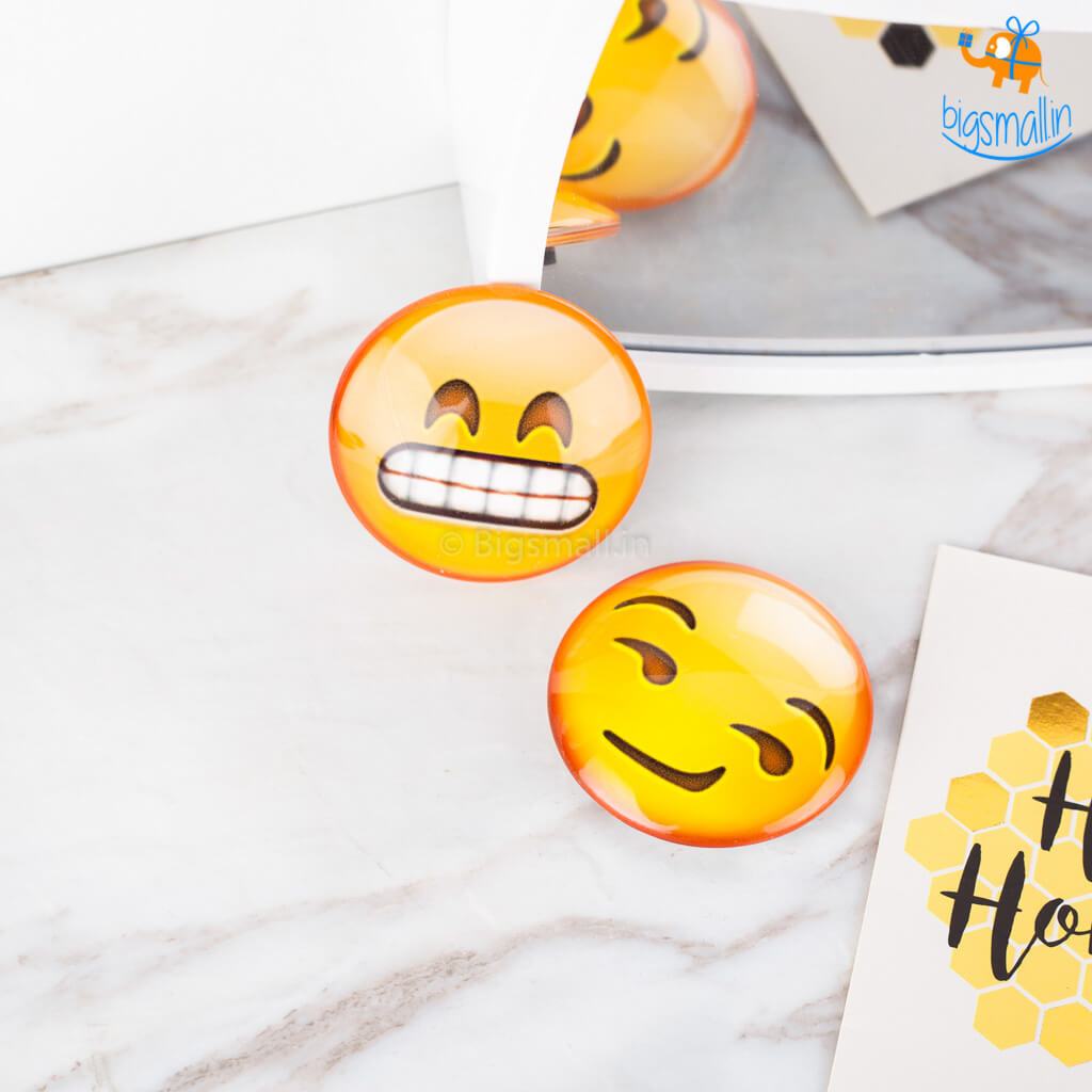 Emoji Crystal Glass Fridge Magnets- Set of 2 - bigsmall.in