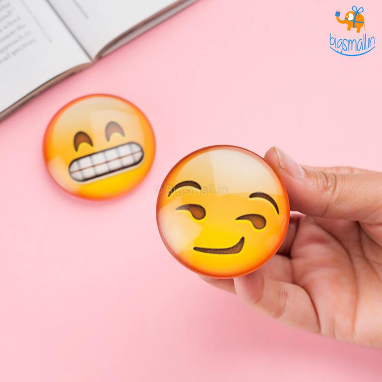 Emoji Crystal Glass Fridge Magnets- Set of 2 - bigsmall.in