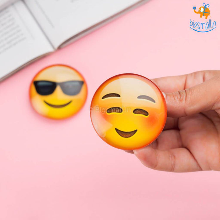 Emoji Crystal Glass Fridge Magnets- Set of 2 - bigsmall.in