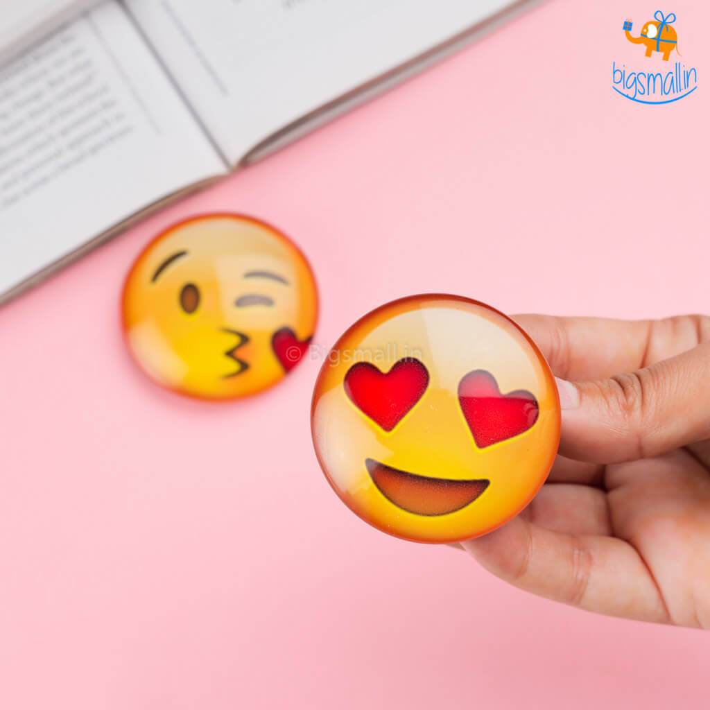 Emoji Crystal Glass Fridge Magnets- Set of 2 - bigsmall.in