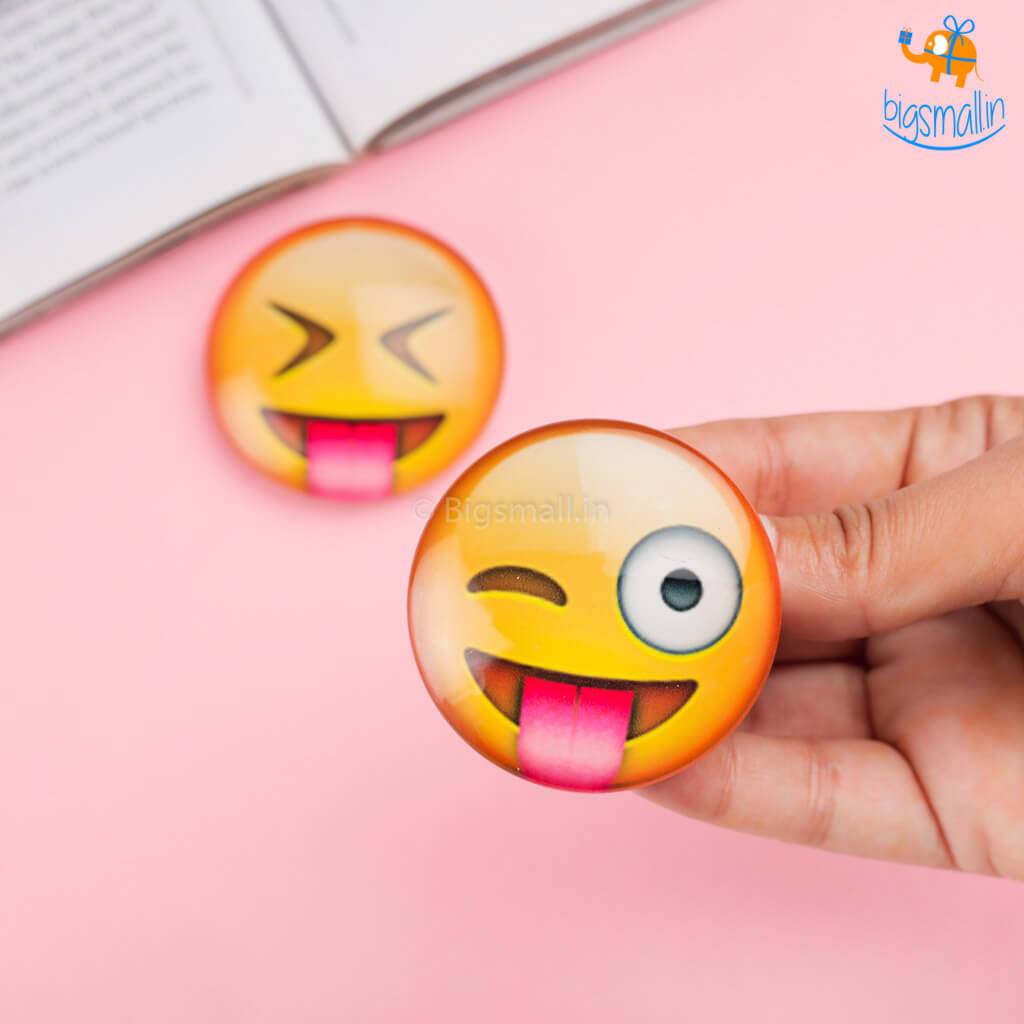 Emoji Crystal Glass Fridge Magnets- Set of 2 - bigsmall.in