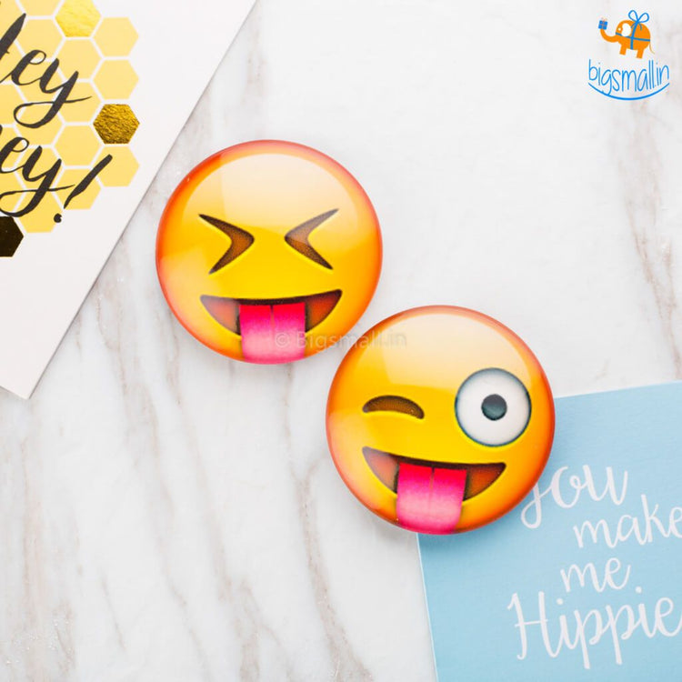 Emoji Crystal Glass Fridge Magnets- Set of 2 - bigsmall.in