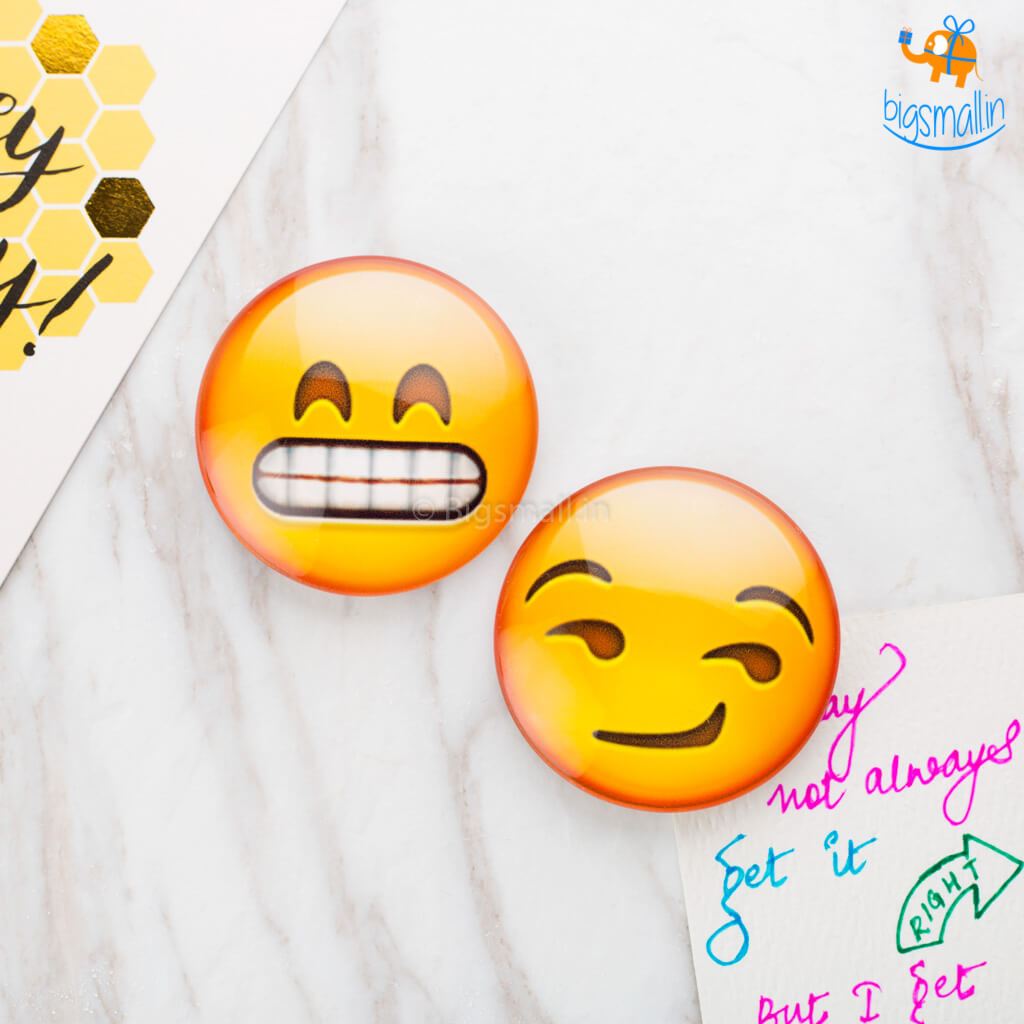 Emoji Crystal Glass Fridge Magnets- Set of 2 - bigsmall.in