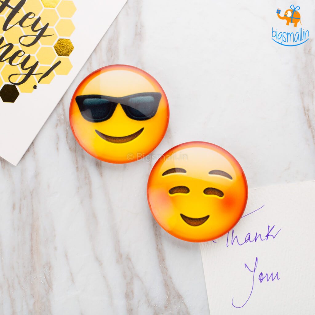 Emoji Crystal Glass Fridge Magnets- Set of 2 - bigsmall.in