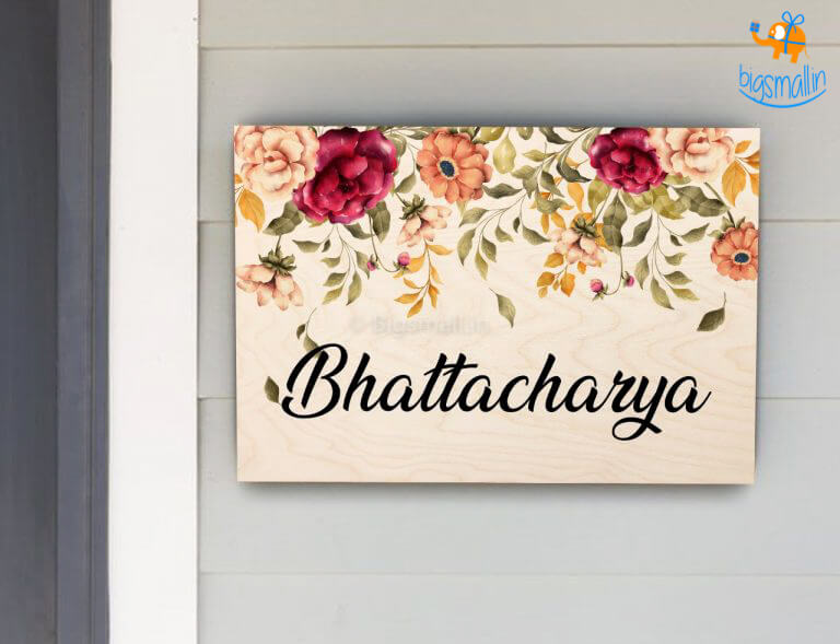 Personalized Floral Name Plate