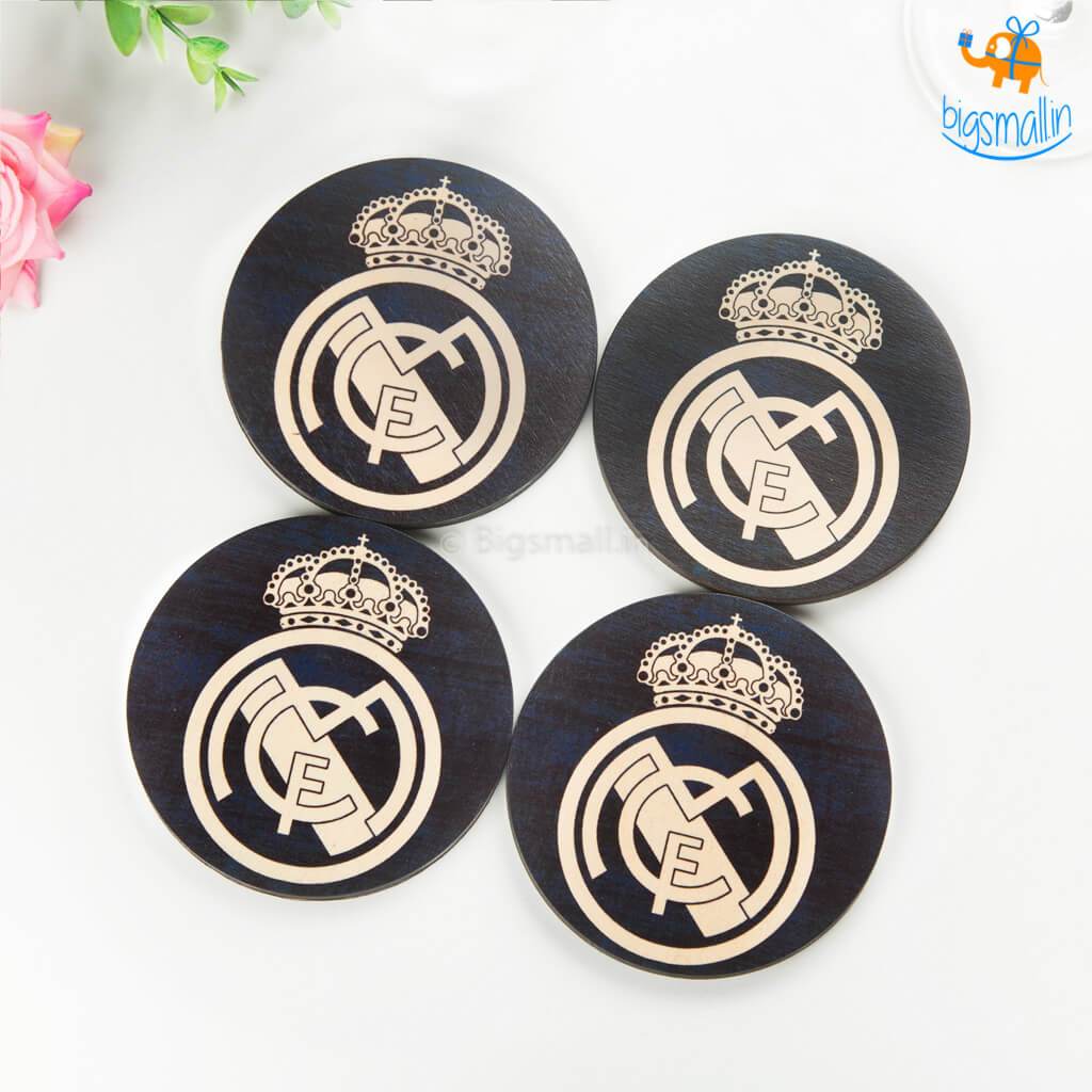 Real Madrid Wooden Coasters - Set of 4 - bigsmall.in