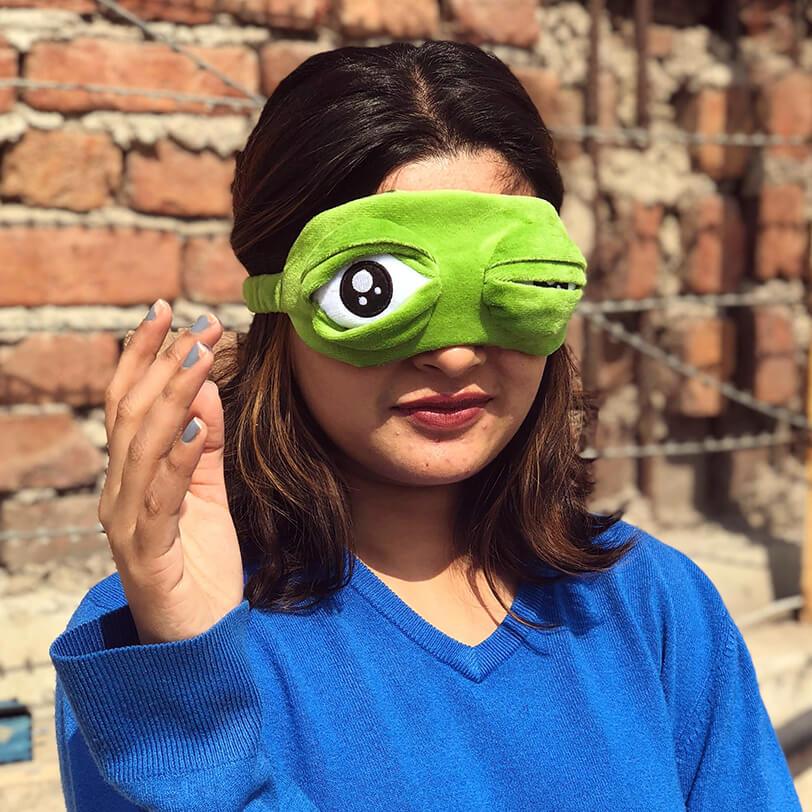 3D Plush Frog Eye Mask - bigsmall.in