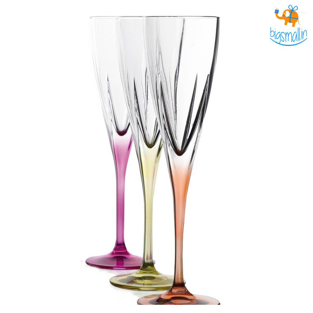Elegante' Crystal Tint Champagne Flutes - Set of 6 - bigsmall.in