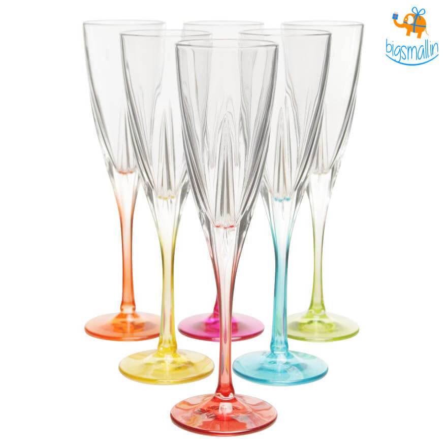 Elegante' Crystal Tint Champagne Flutes - Set of 6 - bigsmall.in