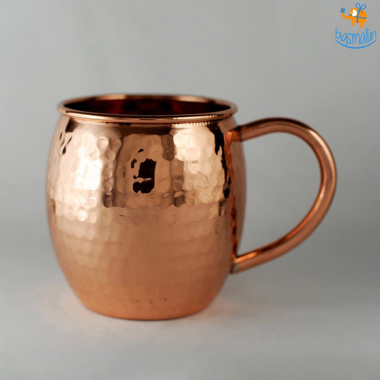 Barrel-Shaped Copper Mugs - Set of 2 - bigsmall.in