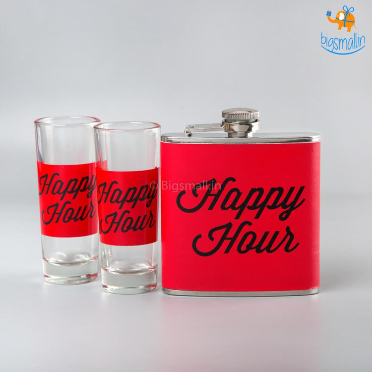 Happy Hour Flask and Shot Glasses Set - bigsmall.in