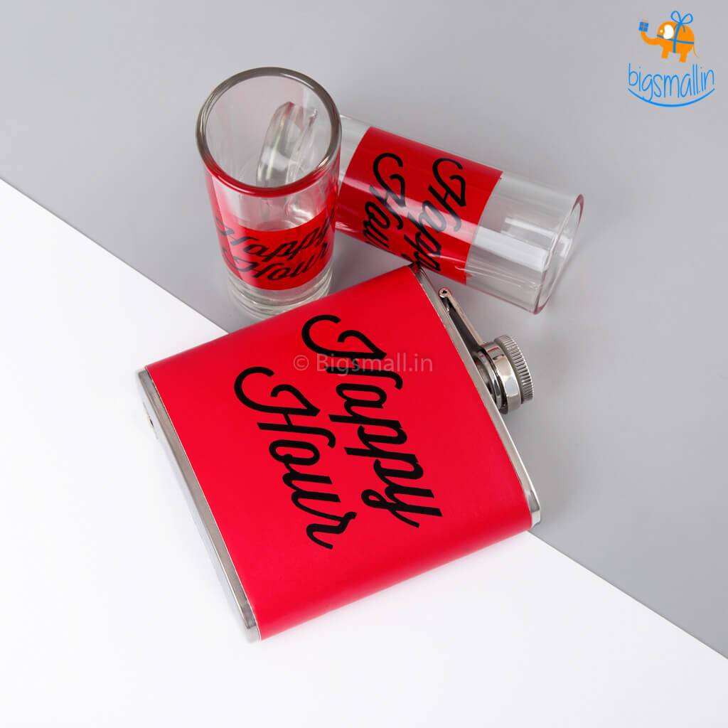 Happy Hour Flask and Shot Glasses Set - bigsmall.in