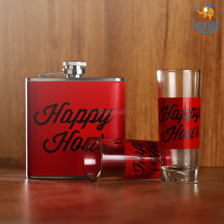 Happy Hour Flask and Shot Glasses Set - bigsmall.in